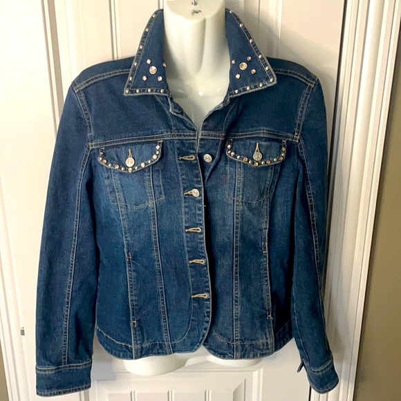 Beautifully designed Bling Jean Jacket with Cowhide detail - Picture 1 of 8